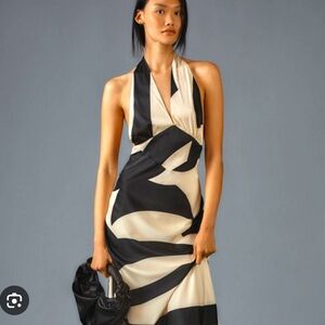 Anthropologie BARDOT CITRON HALTER MIDI DRESS